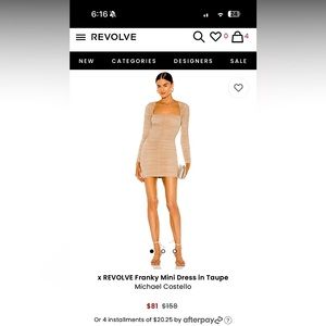Michael Costello x Revolve Franky Mini Dress in Taupe